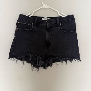 Abercrombie & Fitch Black Distressed High-Rise Denim Shorts